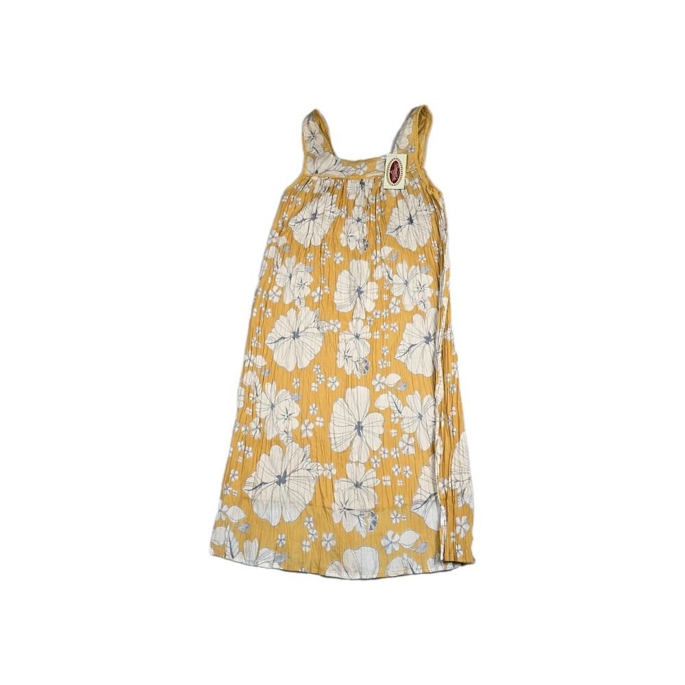 Geeta Gauze Yellow Dress Women's Size Medium Floral Print New‎
